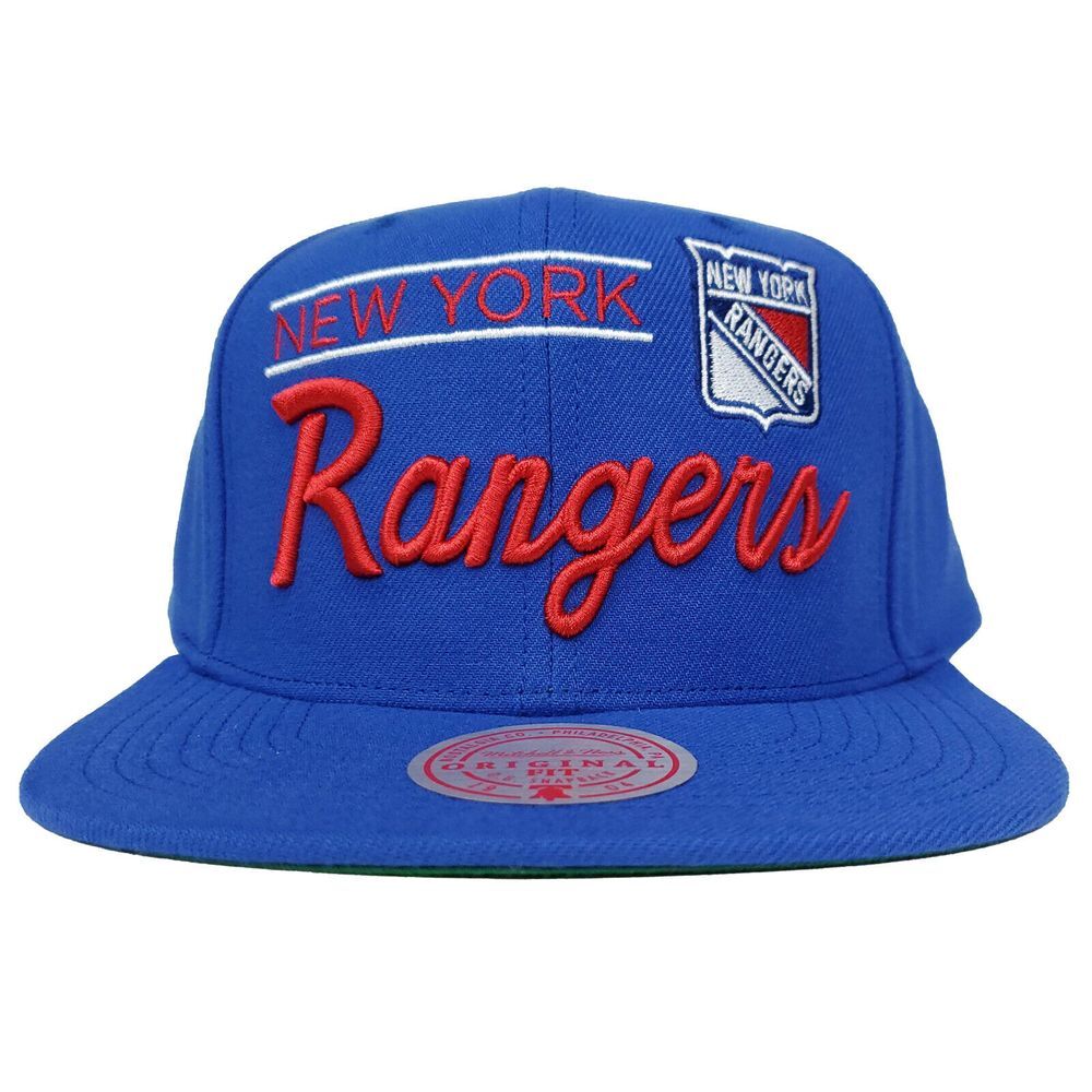 NY Rangers Mitchell & Ness NHL Snapback Hat Cap 3D Script Logo Blue NWT